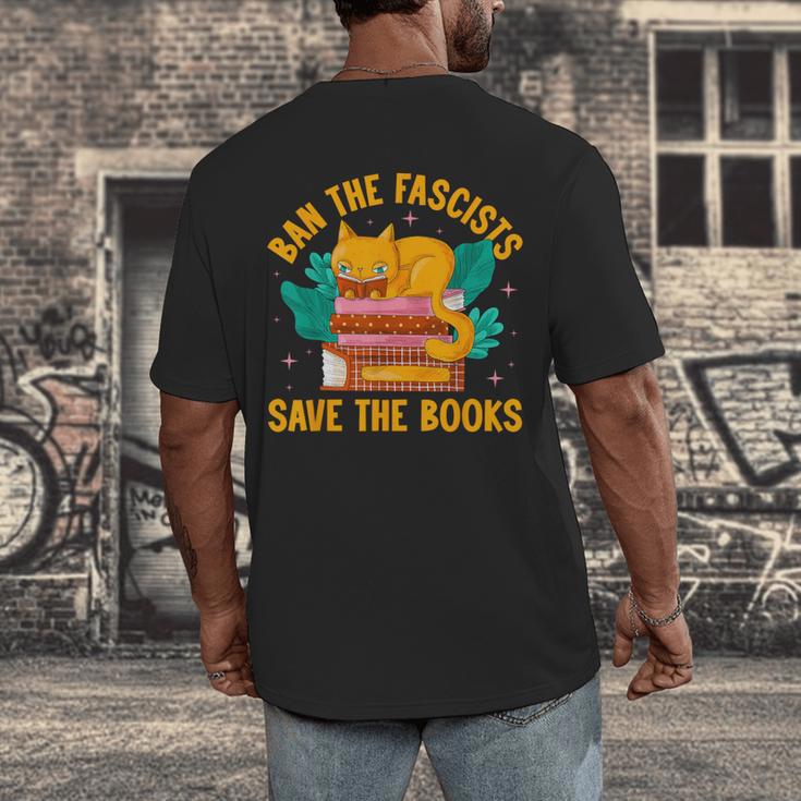 Ban The Fascist Save The Books For a Book Fan Men's Back Print T-Shirt