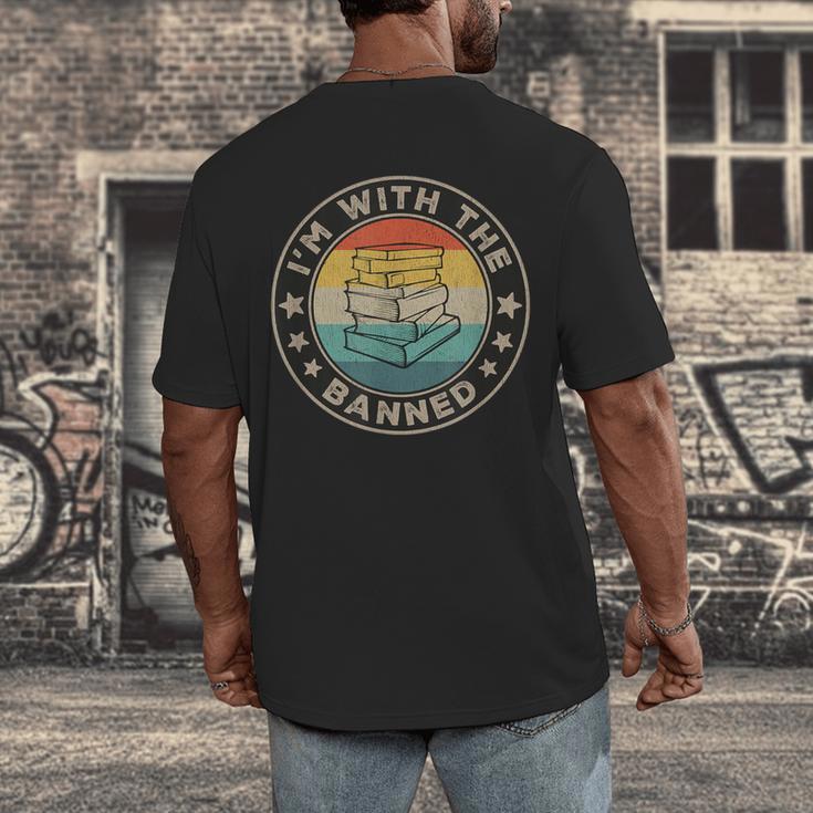 Im With The Banned Book Readers Retro Librarians Teachers Men's Back Print T-Shirt Im With The Banned Book Readers Retro Librarians Teachers Men's Back Print T-Shirt