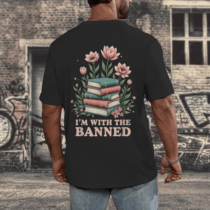 Im With The Banned Floral Flower Book Lover Men's Back Print T-Shirt