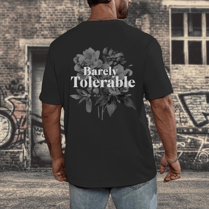 Barely Tolerable Shirt Floral Book Lover Quote Bookish Men's Back Print T-Shirt
