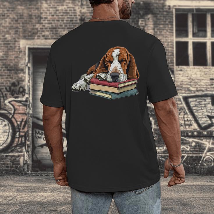 Basset Hound Books Dog Breed Graphic Men's Back Print T-Shirt