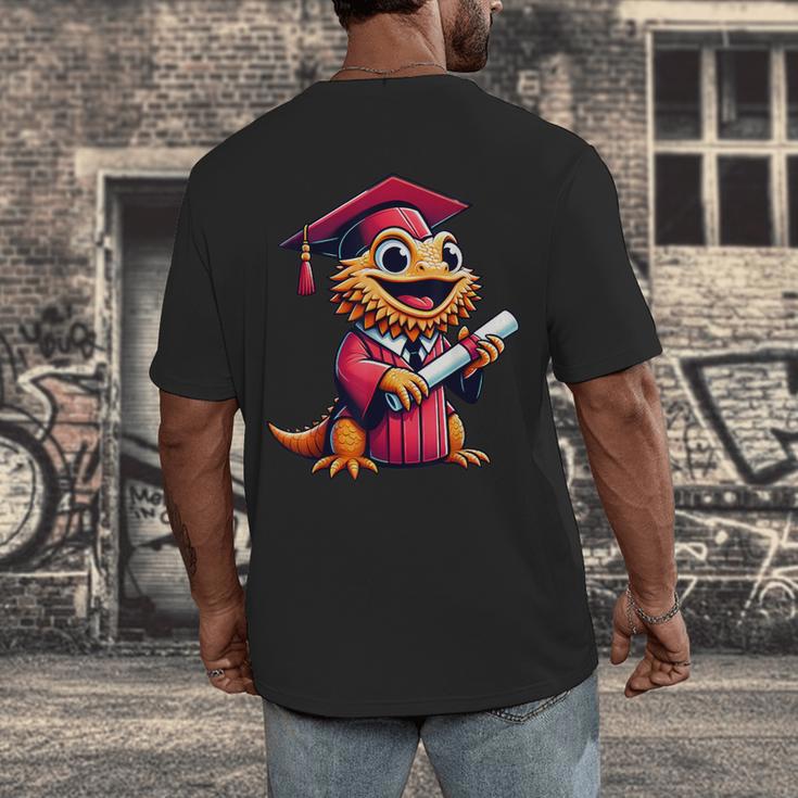 Bearded Dragon Graduation Kindergarten Elementary Girl Boy Men's Back Print T-Shirt
