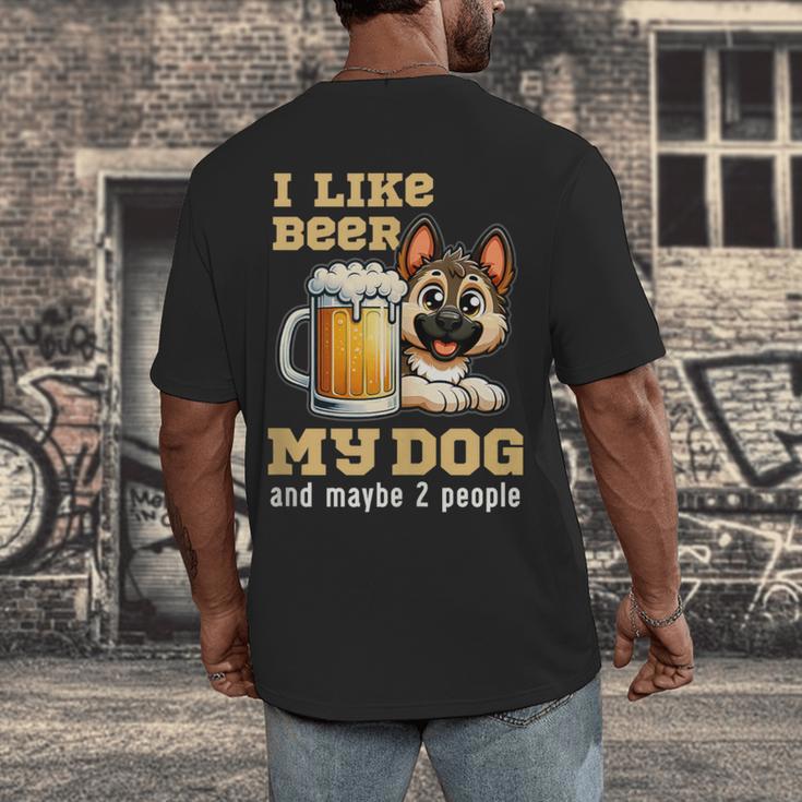 I Like Beer My Dog And Maybe 2 People Introvert Pun Men's Back Print T-Shirt