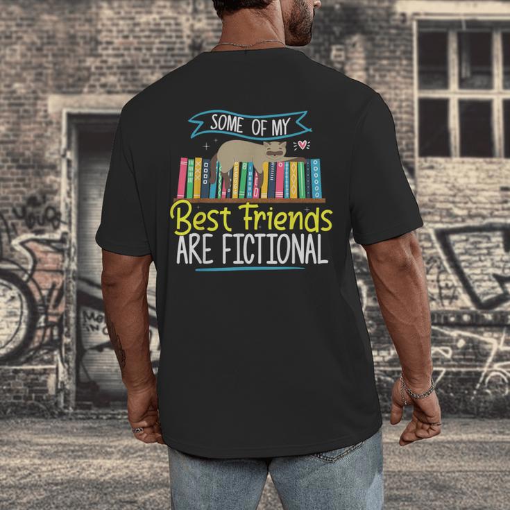 Some Of My Best Friends Are Fictional Book Lover Bookworm Men's Back Print T-Shirt