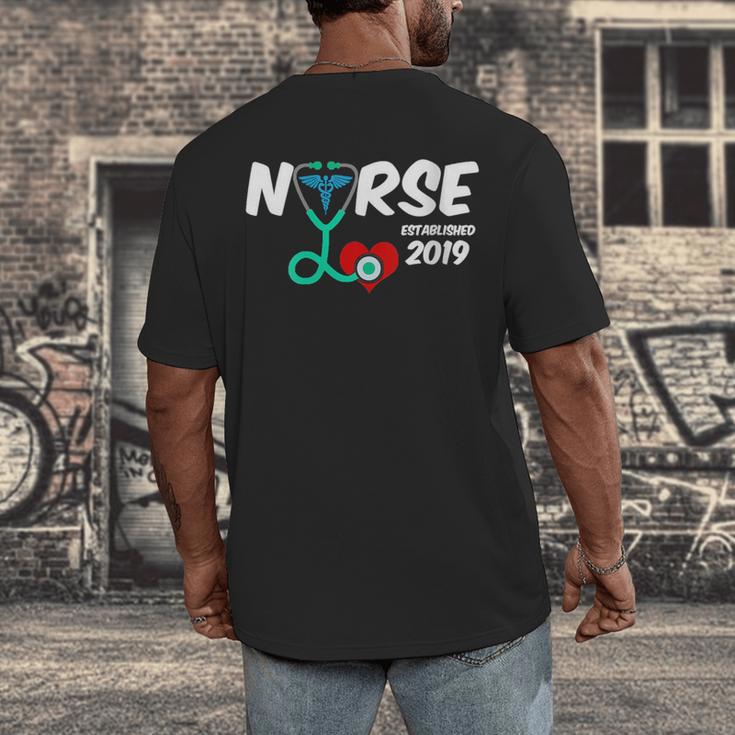 Best Nurse Graduation- RN Nurse Established 2019 LPN Men's Back Print T-Shirt