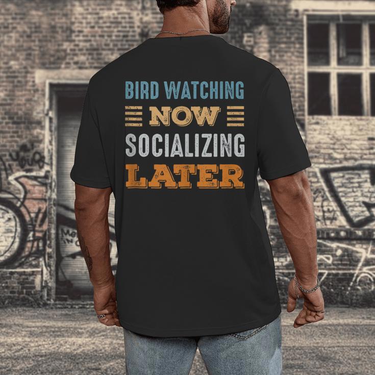 Bird Watching Now Minimal Socializing Introvert Vintage Men's Back Print T-Shirt Bird Watching Now Minimal Socializing Introvert Vintage Men's Back Print T-Shirt