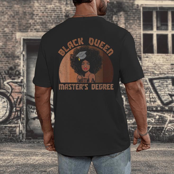 Black Queen With a Masters Degree Melanin Girls Graduation Men's Back Print T-Shirt