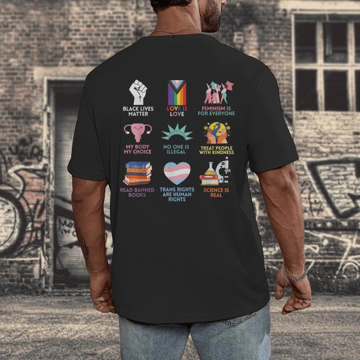 BLM Human Rights Feminism Trans Science Books LGBTQ Quote Men's Back Print T-Shirt BLM Human Rights Feminism Trans Science Books LGBTQ Quote Men's Back Print T-Shirt