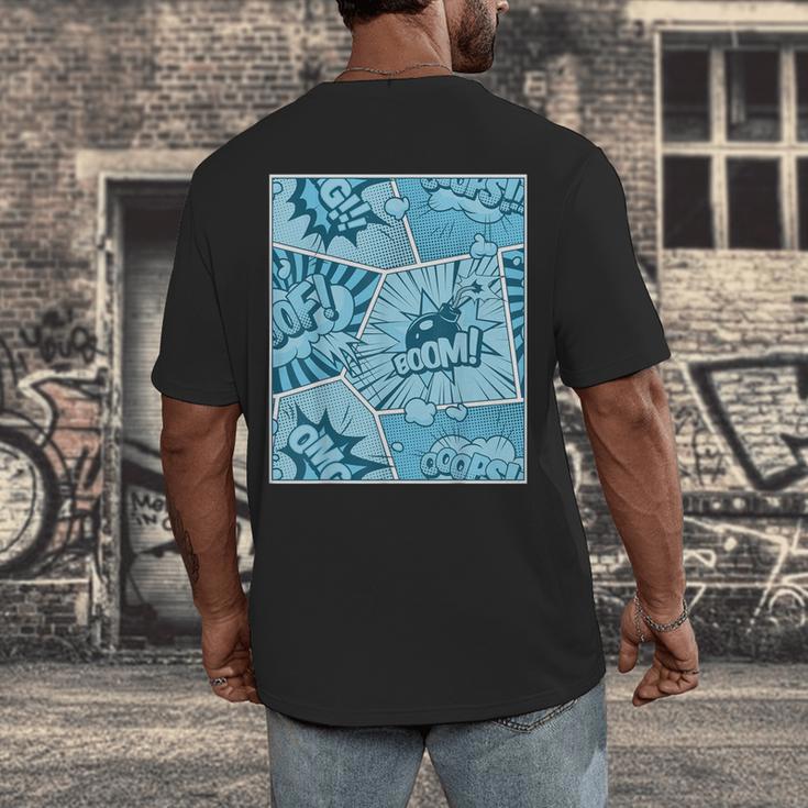 Blue Comic Book Blue Graphic Men's Back Print T-Shirt