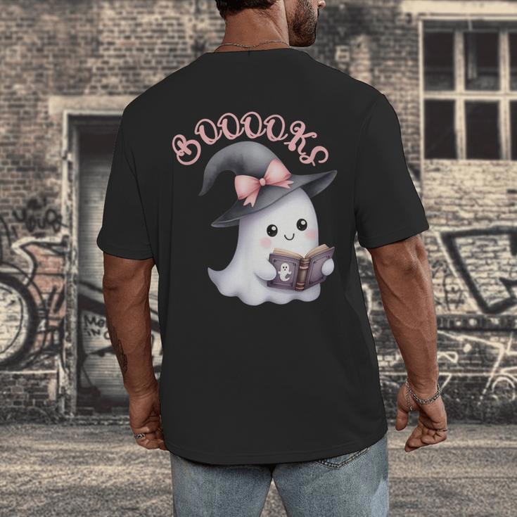 Boo Ghost Books Coquette Bow Halloween Women School Teacher Men's Back Print T-Shirt