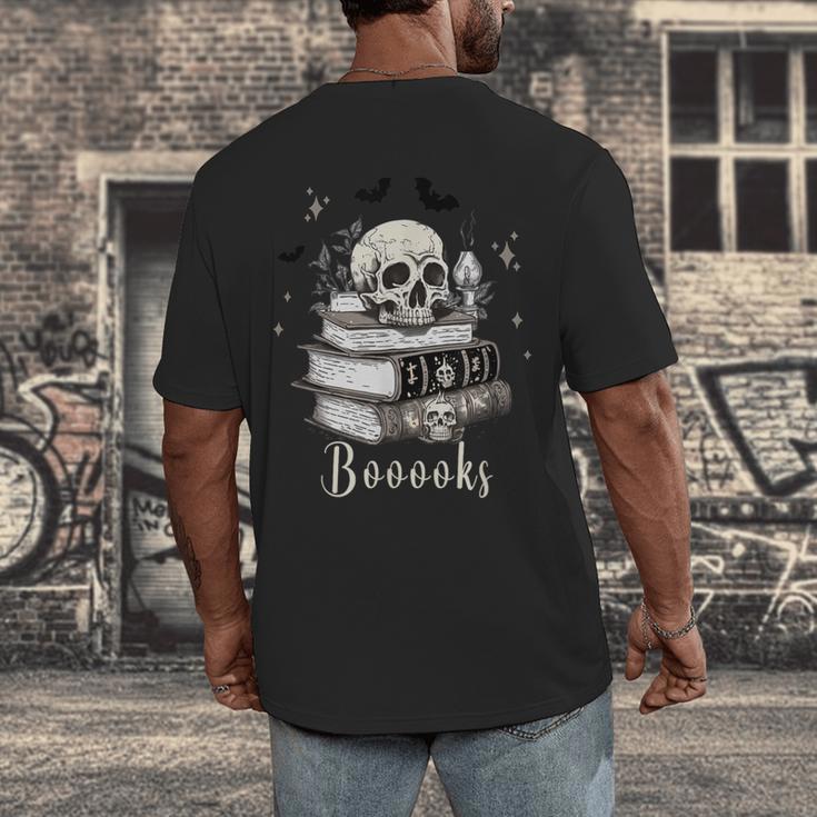 Boo Skeleton Skull Books Halloween Women School Teacher Kid Men's Back Print T-Shirt Boo Skeleton Skull Books Halloween Women School Teacher Kid Men's Back Print T-Shirt