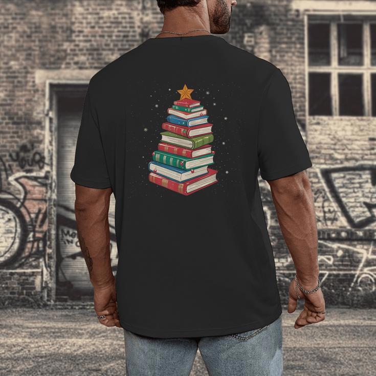 Book Christmas Tree Book Lover Teacher Librarian Men Women Men's Back Print T-Shirt