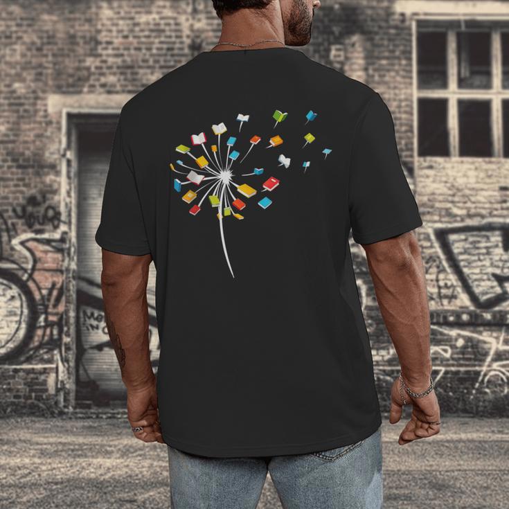 Book Dandelion Reading Lover Bookworm Bookish Librarian Read Men's Back Print T-Shirt