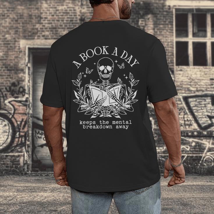 A Book A Day Keep The Mental Breakdown Away Men's Back Print T-Shirt A Book A Day Keep The Mental Breakdown Away Men's Back Print T-Shirt