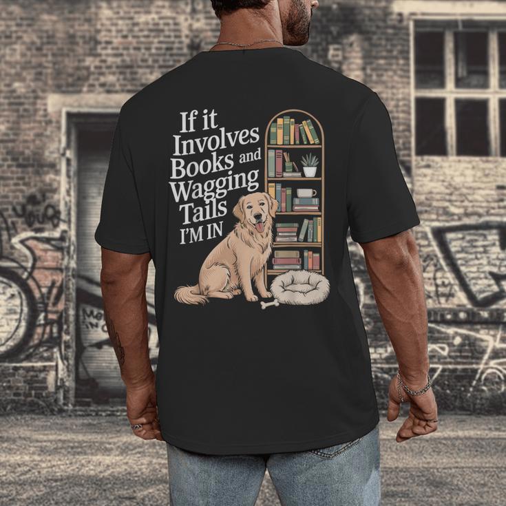 Book And Dog Lover Bookworm Reader Book Lover Men's Back Print T-Shirt Book And Dog Lover Bookworm Reader Book Lover Men's Back Print T-Shirt