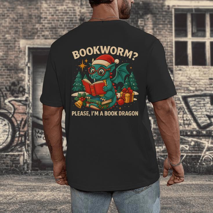 Book Dragon Christmas Reading For Fantasy Lovers Men's Back Print T-Shirt