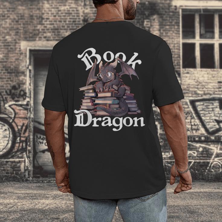 Book Dragon Book Lover Bookworm Book Reader Librarian Men's Back Print T-Shirt