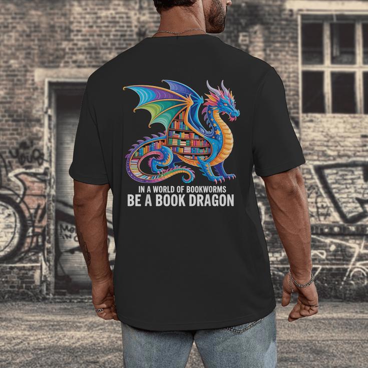 Be a Book Dragon Reading Men's Back Print T-Shirt