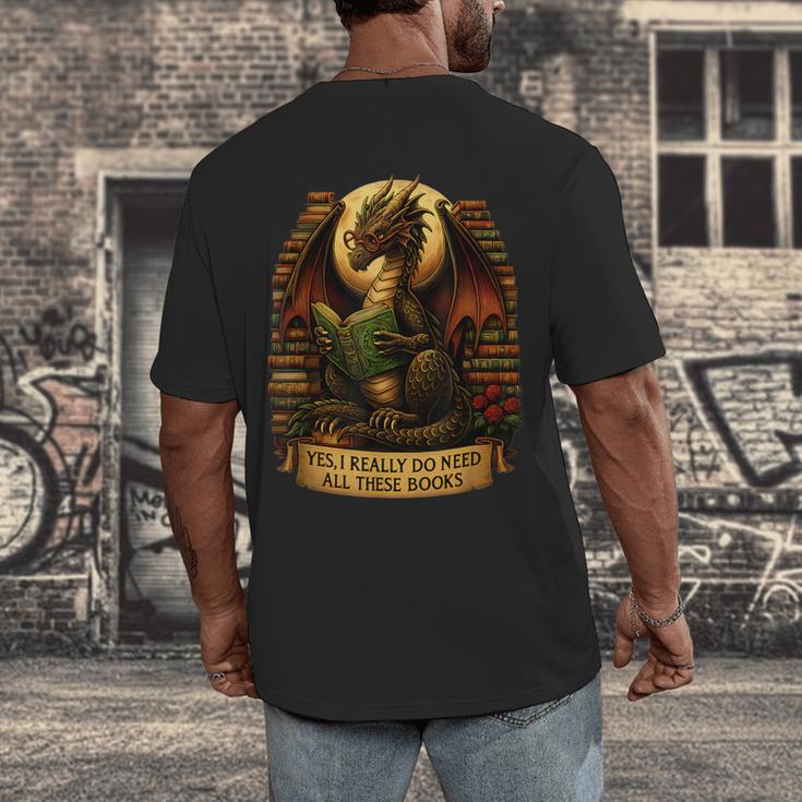 Book Dragon Yes I Really Do Need All These Books Men Women Men's Back Print T-Shirt Book Dragon Yes I Really Do Need All These Books Men Women Men's Back Print T-Shirt