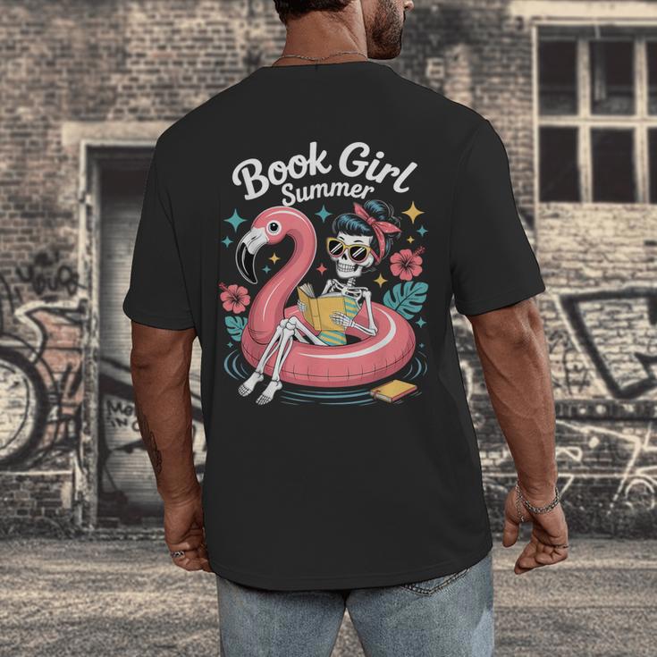 Book Girl Summer Skeleton Reading Books Lovers Beach Men's Back Print T-Shirt
