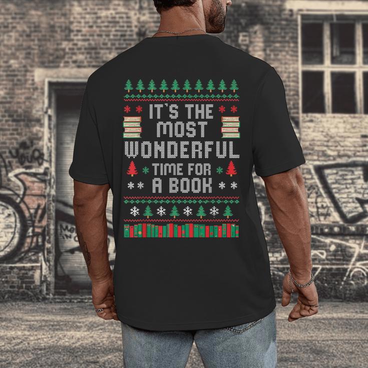 Book Lover Christmas Reader Ugly Sweater Tee Xmas New Year Men's Back Print T-Shirt Book Lover Christmas Reader Ugly Sweater Tee Xmas New Year Men's Back Print T-Shirt