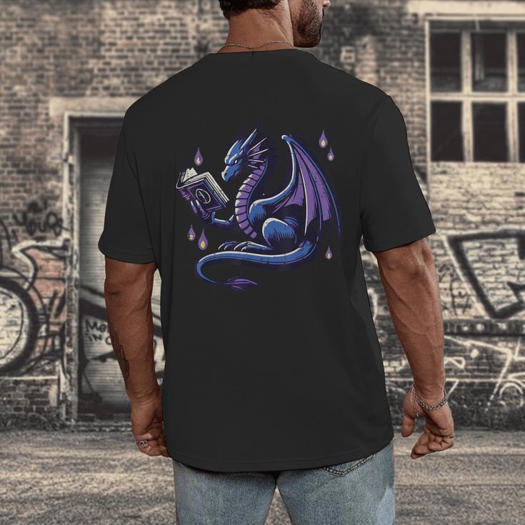 Book Lover Dragon Reading Cool Fantasy Women Girls Kids Men Men's Back Print T-Shirt