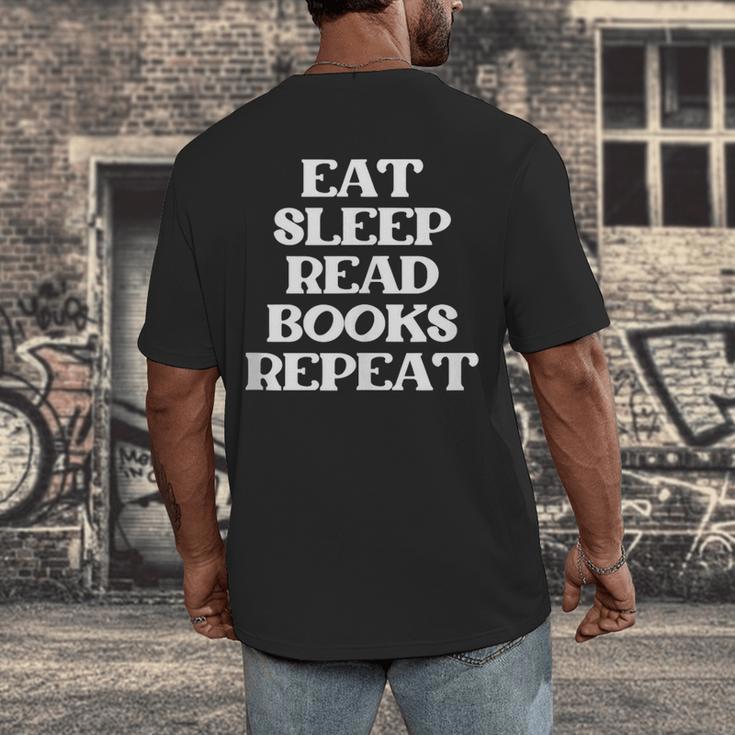 Book Lover Book Eat Sleep Read Books Repeat Men's Back Print T-Shirt