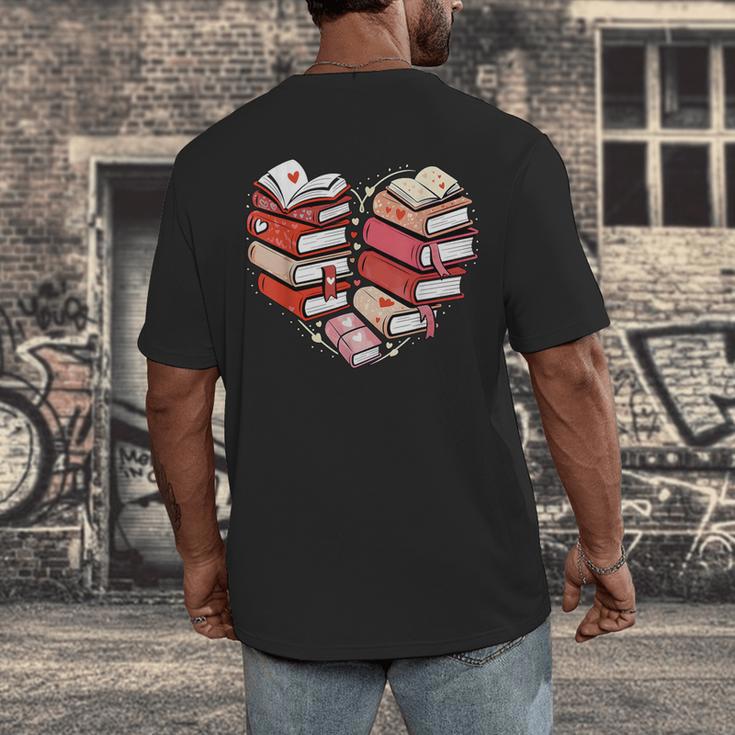 Book Lover Heart Shape Reading Librarian Valentine Men Women Men's Back Print T-Shirt