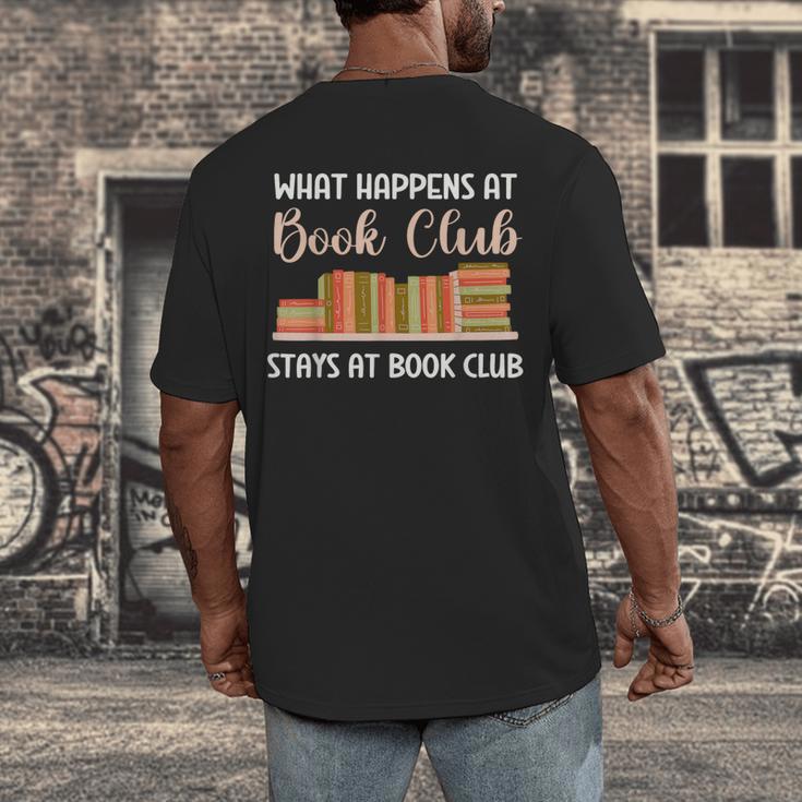 Book Lover Humor What Happens At Book Club Stays Men's Back Print T-Shirt