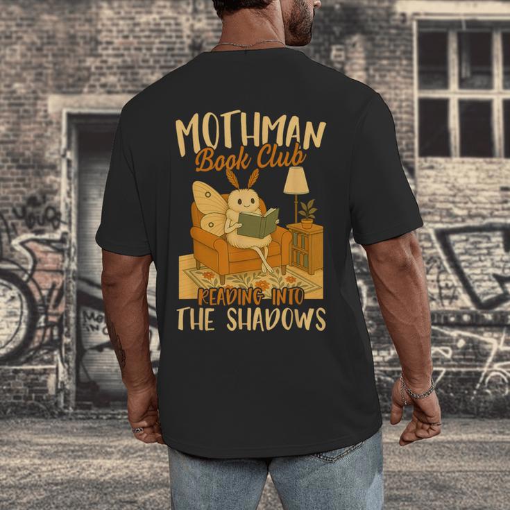 Book Lover Moth Mothman Book Club Reading Into Shadows Men's Back Print T-Shirt Book Lover Moth Mothman Book Club Reading Into Shadows Men's Back Print T-Shirt
