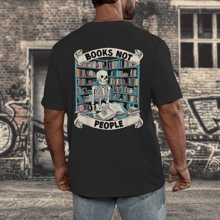Book Lover Skeleton Reading Love Books Not People Men's Back Print T-Shirt Book Lover Skeleton Reading Love Books Not People Men's Back Print T-Shirt