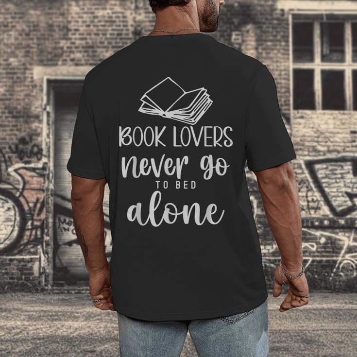 Book Lovers Never Go To Bed Alone Bibliophile Humor Men's Back Print T-Shirt