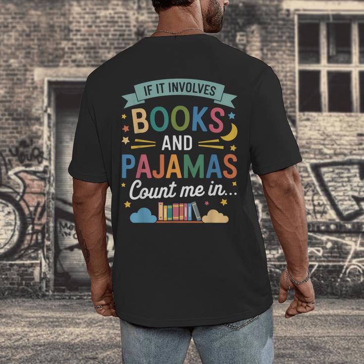 Book Lovers Reading Bedtime Cozy Pajama For Librarians Men's Back Print T-Shirt Book Lovers Reading Bedtime Cozy Pajama For Librarians Men's Back Print T-Shirt