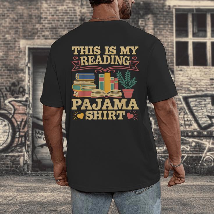Book And Pajama This Is My Reading Pajama Bedtime Reading Men's Back Print T-Shirt Book And Pajama This Is My Reading Pajama Bedtime Reading Men's Back Print T-Shirt