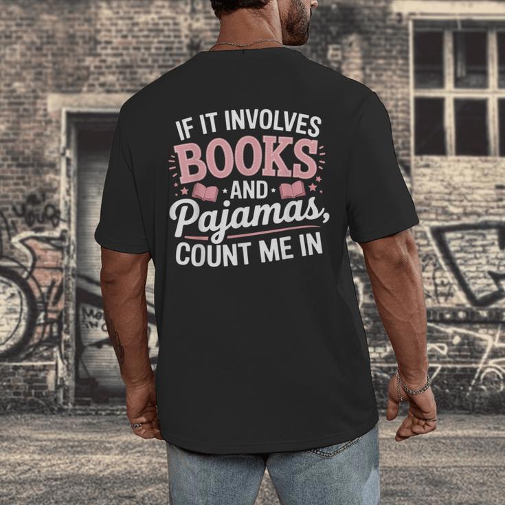 Book And Pajamas Humorous Book Lover Reading Bedtime Men's Back Print T-Shirt