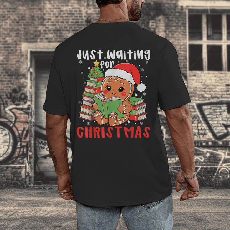 Book Reading Just Waiting For Christmas Gingerbread Men's Back Print T-Shirt