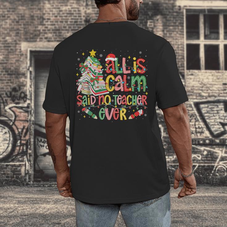 Book Tree All Is Calm Said No Teacher Ever Christmas Men's Back Print T-Shirt Book Tree All Is Calm Said No Teacher Ever Christmas Men's Back Print T-Shirt