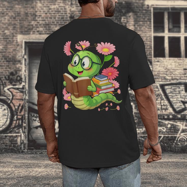 Book Worm Costume World Book Day Cute Kawaii Worm Reading Men's Back Print T-Shirt