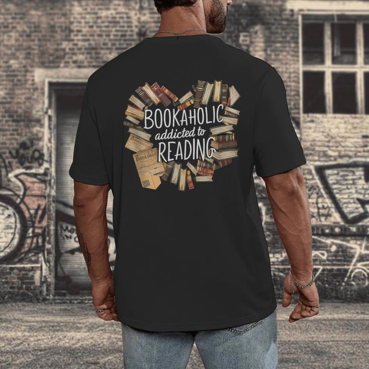 Bookaholic Addicted To Reading Book Lovers Literacy Men's Back Print T-Shirt