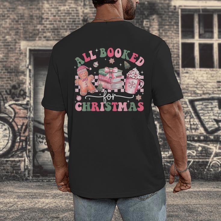 All Booked For Christmas Book Coffee Latte Gingerbread Men's Back Print T-Shirt