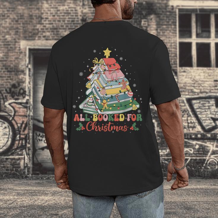 All Booked For Christmas Book Lovers Xmas Tree Lights Men's Back Print T-Shirt All Booked For Christmas Book Lovers Xmas Tree Lights Men's Back Print T-Shirt