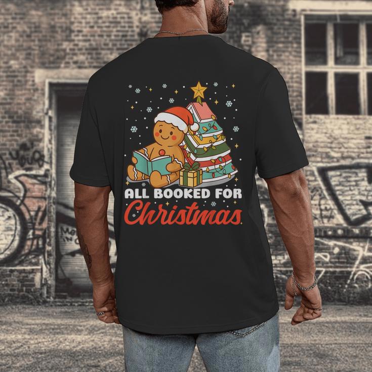 All Booked For Christmas Gingerbread Christmas Tree Book Kid Men's Back Print T-Shirt All Booked For Christmas Gingerbread Christmas Tree Book Kid Men's Back Print T-Shirt