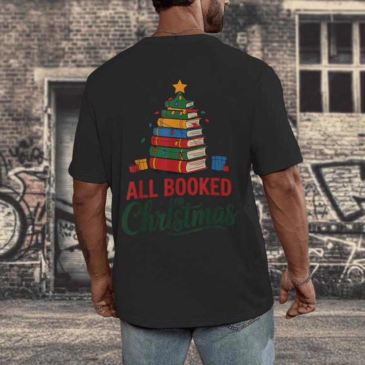 All Booked For Christmas Librarian Reader Xmas Pajama Men's Back Print T-Shirt