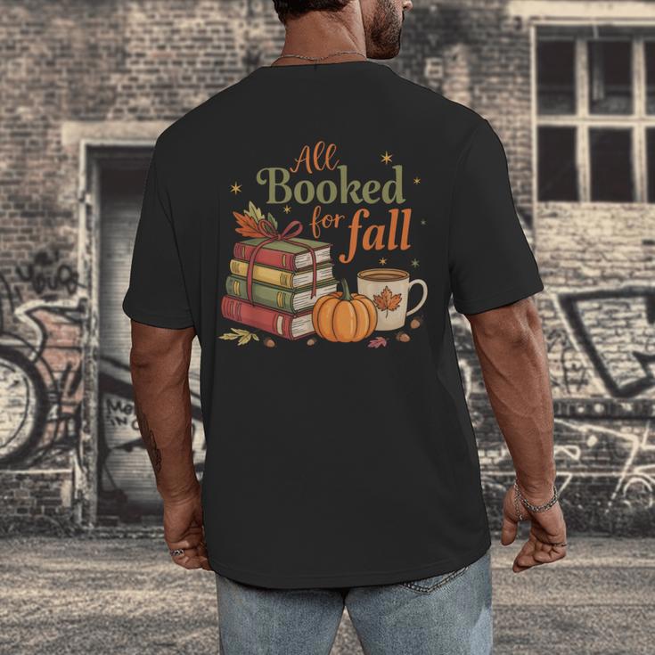 All Booked For Fall Books Coffee Fall Leaves Pumpkins Autumn Men's Back Print T-Shirt