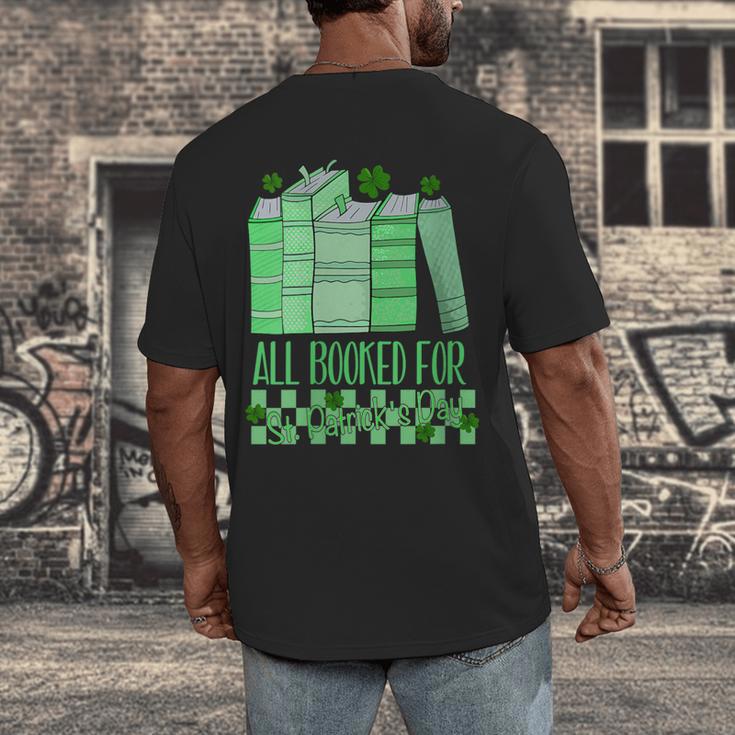All Booked For St Patrick's Day Book Lover Lucky Shamrock Men's Back Print T-Shirt