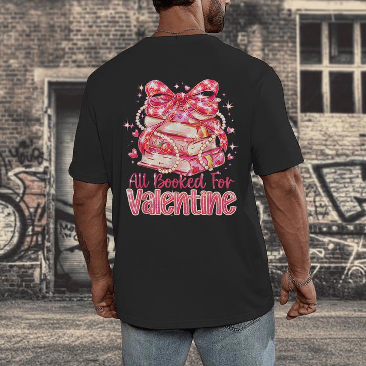 All Booked For Valentine Cute Pink Book Lover Aesthetic Men's Back Print T-Shirt