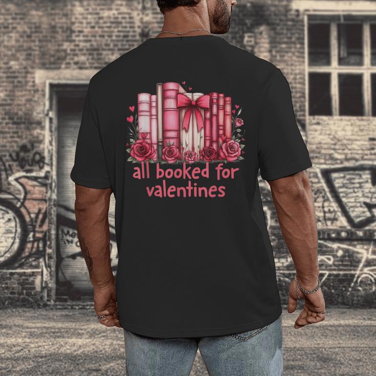 All Booked For Valentines Coquette Bow Book Lover Bookworm Men's Back Print T-Shirt
