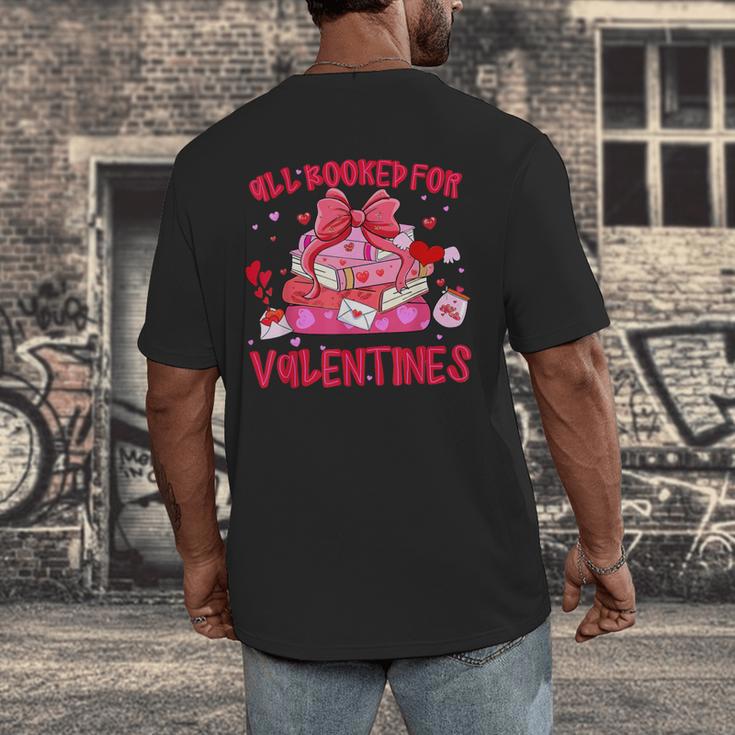 All Booked For Valentines Coquette Bow Book Valentine Day Men's Back Print T-Shirt