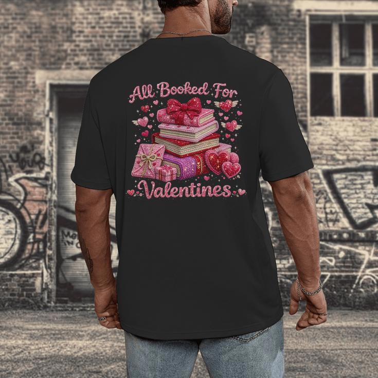 All Booked Valentine's Girly Teacher Coquette Love Men's Back Print T-Shirt All Booked Valentine's Girly Teacher Coquette Love Men's Back Print T-Shirt