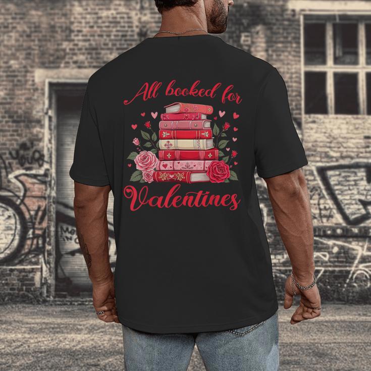 All Booked For Valentines Librarian Book Lover Teacher Men's Back Print T-Shirt All Booked For Valentines Librarian Book Lover Teacher Men's Back Print T-Shirt